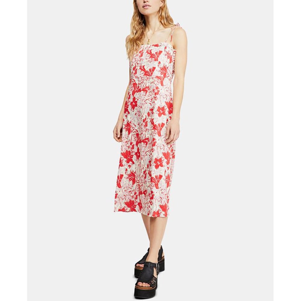 Free People Red, Pink, and White Floral Midi Dress